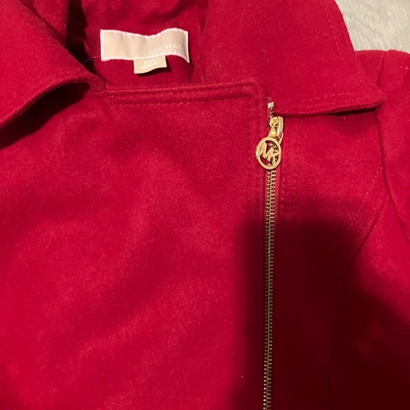 Michael Kors Red Trench Coat with Gold Accents - Picture 6 of 7